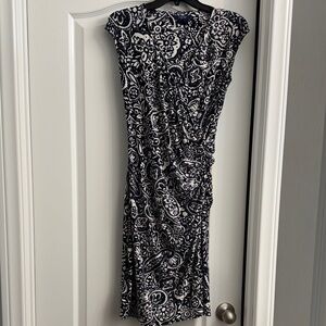 Chaps Navy and White Paisley Midi Dress